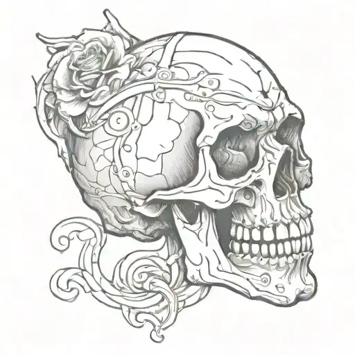 Funny skull flash tattoo design idea