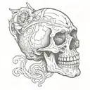 Funny skull flash tattoo design idea