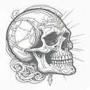 Funny skull flash tattoo design idea