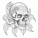 Funny skull flash tattoo design idea