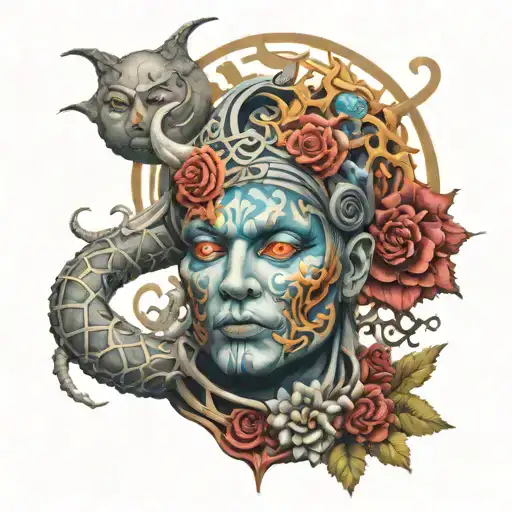 god of chaos and order coming tattoo design idea