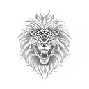 A lion who wants to roar but can't because his mouth is wrapped with a snake. tattoo design idea