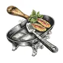 a frying pan and a flip flop  tattoo design idea