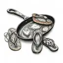 a frying pan and a flip flop  tattoo design idea