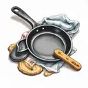 a frying pan and a flip flop  tattoo design idea