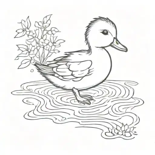 marine life, duckling with semi colon for self awareness  tattoo design idea