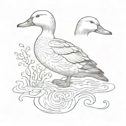 marine life, duck, and semi colon for self awareness  tattoo design idea