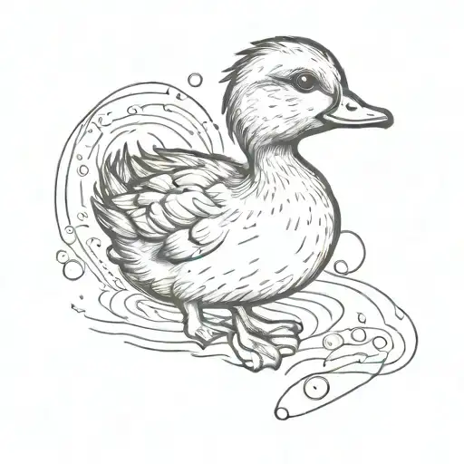 baby duckling with semi colon tattoo design idea