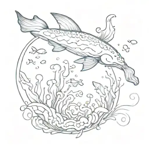 semi colon marine life tattoo design idea