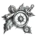 compass and cross tattoo design idea
