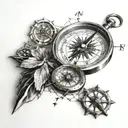 compass and cross tattoo design idea