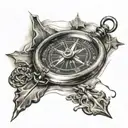 compass and cross tattoo design idea