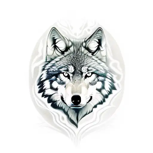 Native wolve with moon  tattoo design idea