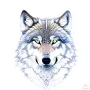 Native wolve with moon  tattoo design idea