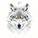 Native wolve with moon  tattoo design idea