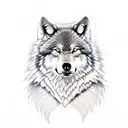 Native wolve with moon  tattoo design idea