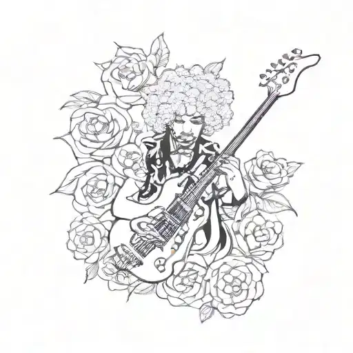 jimi hendrix floral guitar tattoo design idea