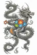 Chakra dragon up spine tattoo with chakra points  tattoo design idea