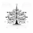 christmas tree with string of lights with only 4 bulbs lit up tattoo design idea