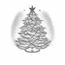 christmas tree with string of lights with only 4 bulbs lit up tattoo design idea