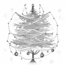 christmas tree with string of lights with only 4 bulbs lit up tattoo design idea
