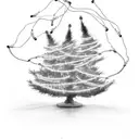 christmas tree with string of lights with only 4 bulbs lit up tattoo design idea