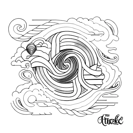 A minimalist tattoo of a purple beach sunset with Taylor Swift lyrics incorporated tattoo design idea