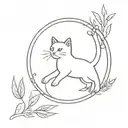 cat with a bird flying with an olive branch representing tattoo design idea