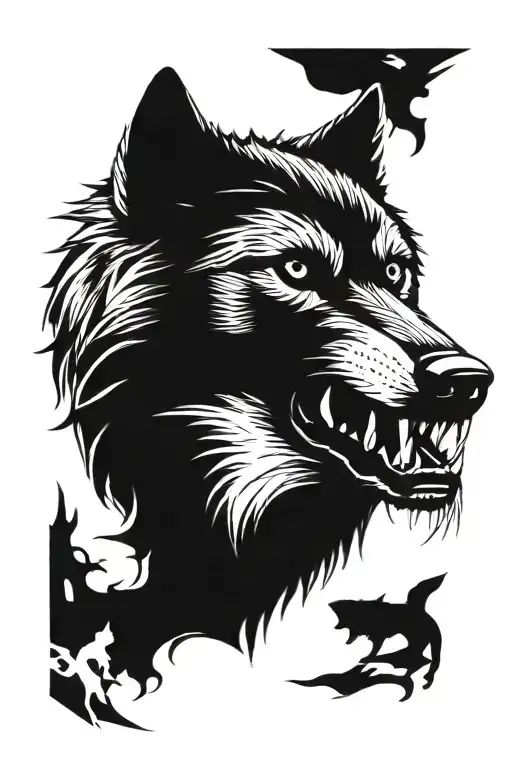 wolf snarling tattoo design idea