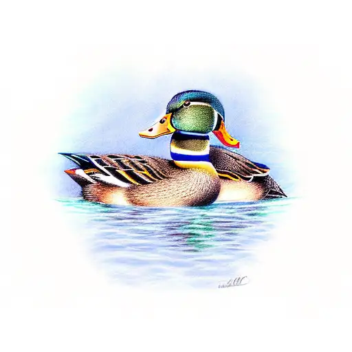 two mallard ducks cuddling tattoo design idea