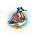 two mallard ducks cuddling tattoo design idea