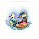 two mallard ducks cuddling tattoo design idea