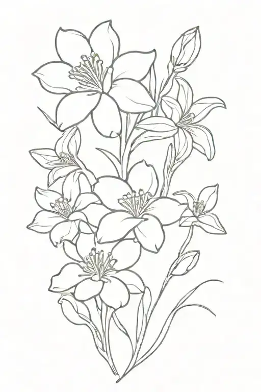 bouquet of flowers: - daisy- daffodil- carnation- morning glory- aster flower  tattoo design idea
