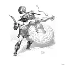 Odysseus fighting cyclops tattoo design idea