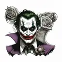 Joker with a rose in his hands tattoo design idea