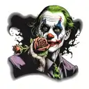 Joker with a rose in his hands tattoo design idea