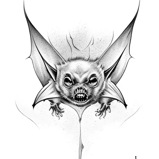 A traditional vampire bat with a gothic twist, like a dark and eerie background tattoo design idea