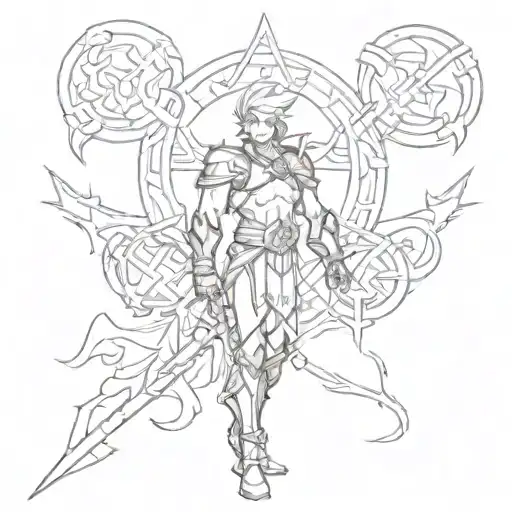 Symbols around Cu Chulainn from Fate Grand Order symbol tattoo design idea