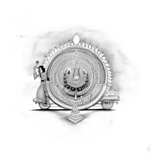 lord krishna holding chariot wheel  tattoo design idea