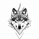 wolf surrounded by mountains symmetrical tattoo design idea