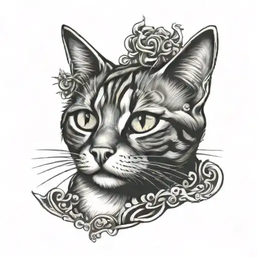 Penny with cat face tattoo design idea