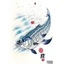 pike fish attack little fish  tattoo design idea