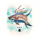 pike fish attack little fish  tattoo design idea