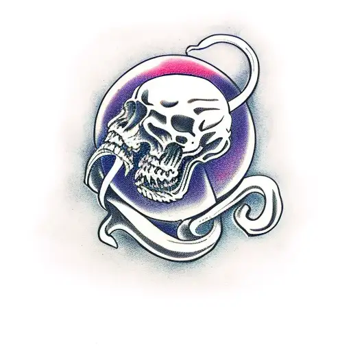 serpant and reaper intertwined with casket tattoo design idea