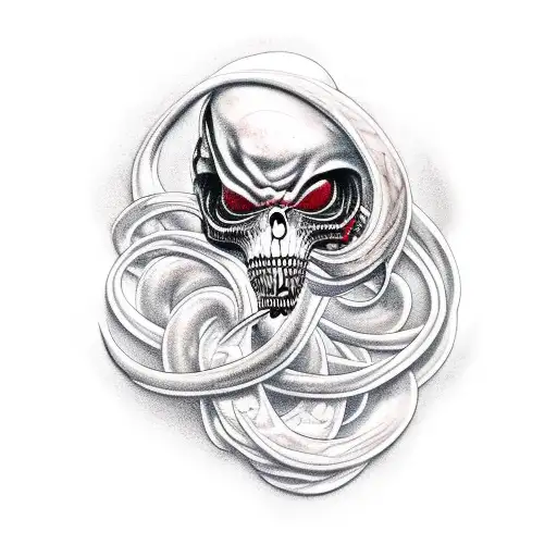 serpant and reaper intertwined with casket tattoo design idea