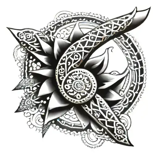 silver swirls of triangles and circles in a henna pattern whole arm tattoo design idea