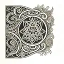 silver swirls of triangles and circles up the arm in a henna pattern  tattoo design idea