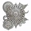 silver swirls of triangles and circles up the arm in a henna pattern  tattoo design idea