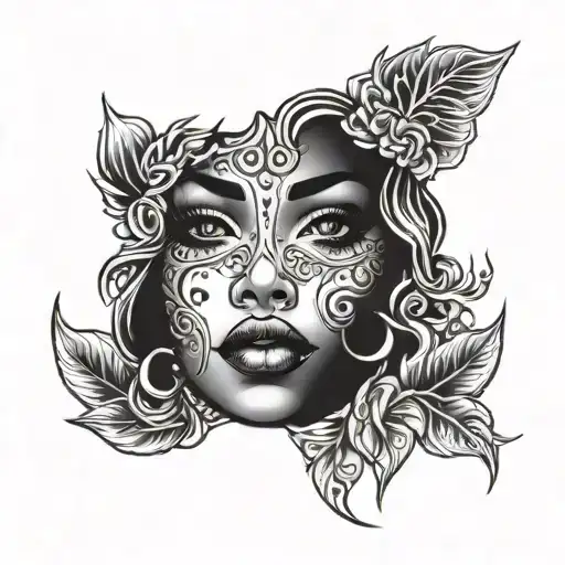 dark girl face tattoo tattoo design idea
