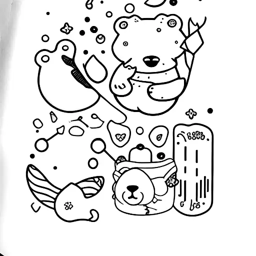 jelly bean, Bear ears, page, bread  tattoo design idea
